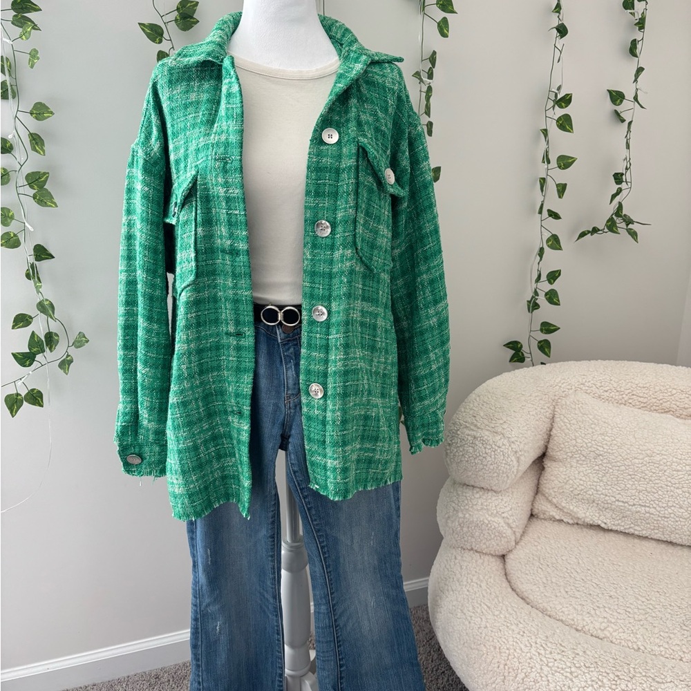 Zara Green Plaid Women's Jacket